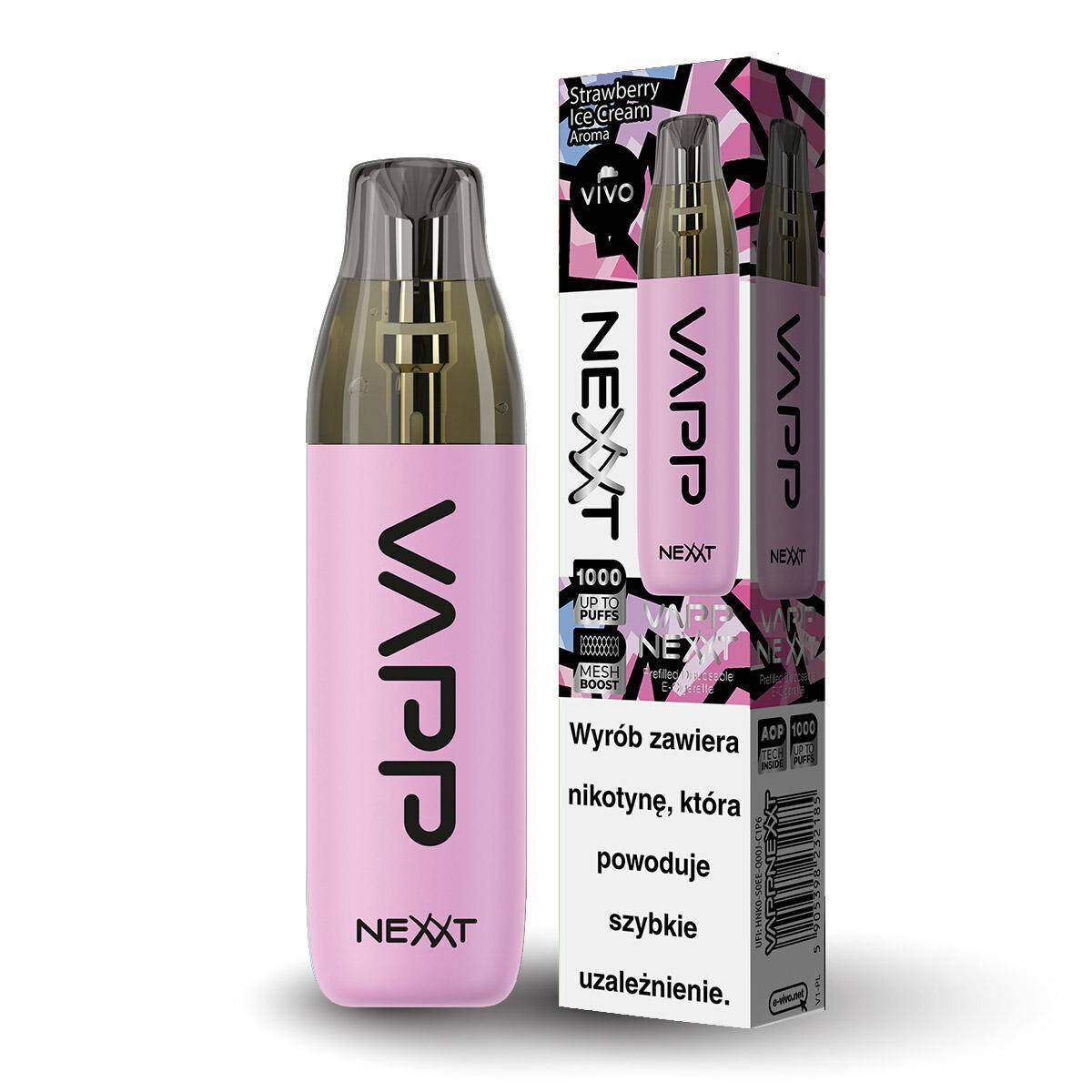 Disposable e-cigarette VIVO Nexxt - Strawberry Ice Cream 20mg
