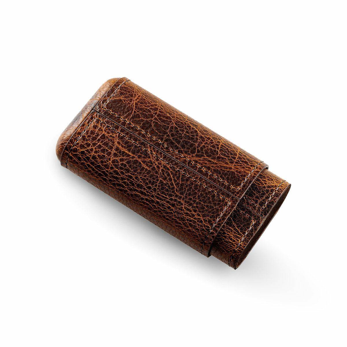 Case for 3 cigars, dark brown
