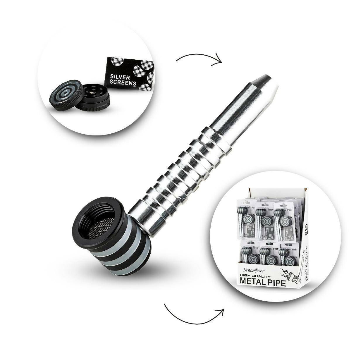 Set of metal pipe with grinder