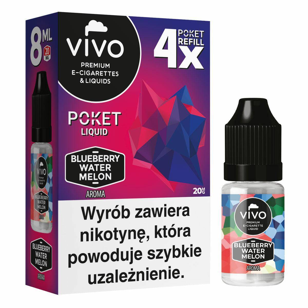 B25-E-liquid VIVO POKET - Blueberry Watermelon x4 20mg (8ml)