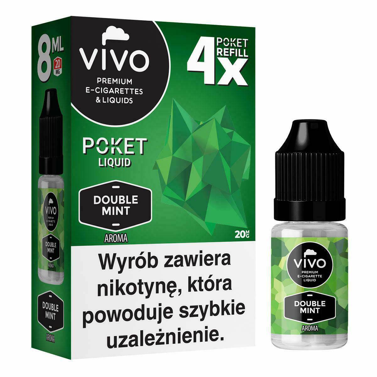 B25-E-liquid VIVO POKET - Double Mint x4 20mg (8ml)