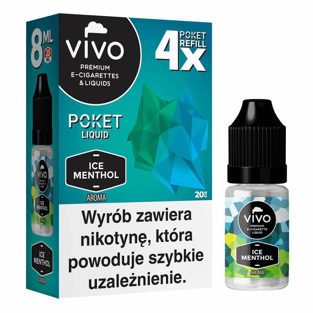 B25-E-liquid VIVO POKET - Ice Menthol x4 20mg (8ml)