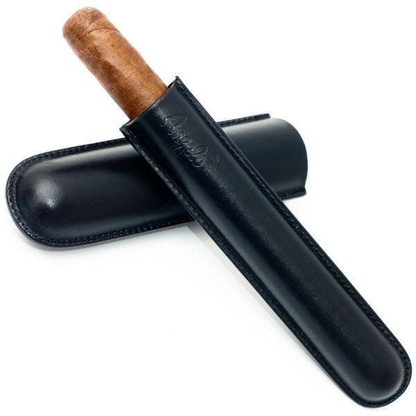 Cases for 1 cigar leather/black 16cm/23 mm