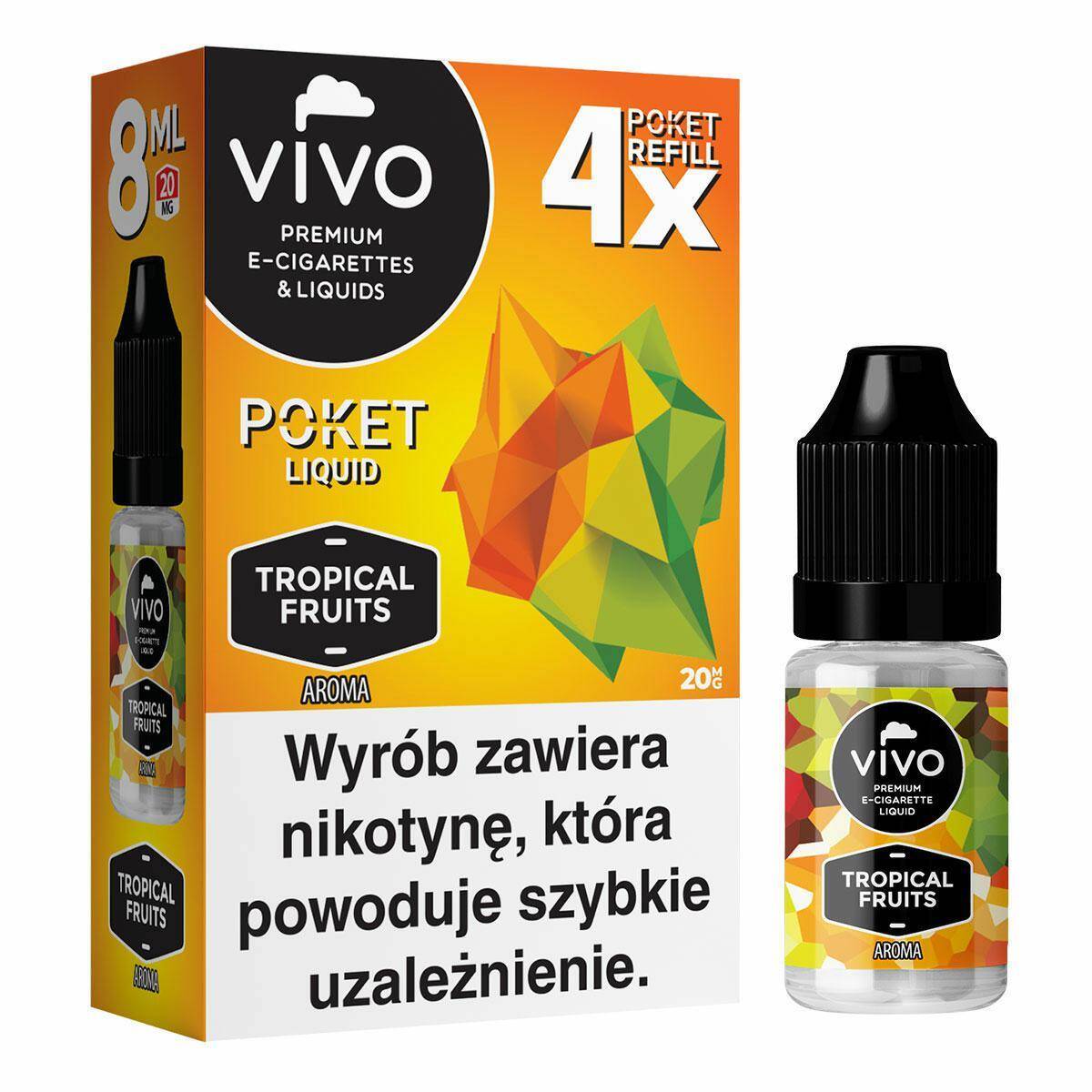 B25-E-liquid VIVO POKET - Tropical Fruits x4 20mg (8ml)