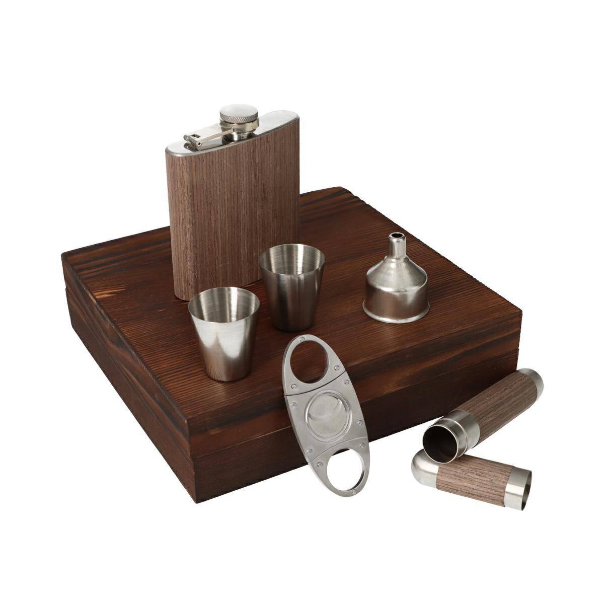 Set - flask, 2 glasses, case, cutter