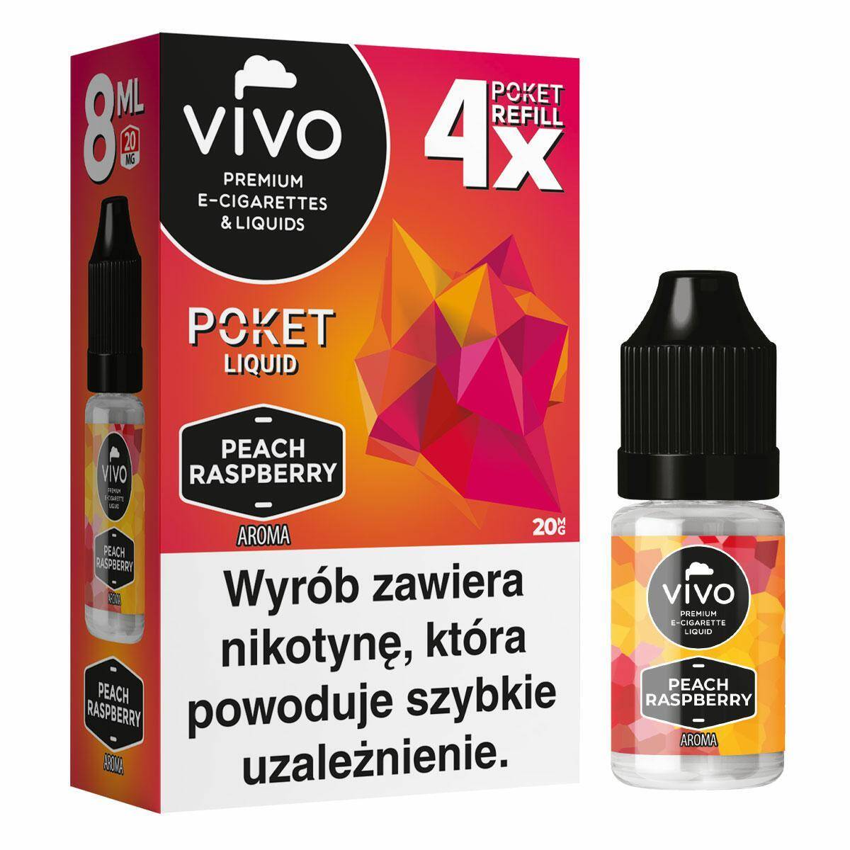 E-liquid VIVO POKET- Peach Raspberry x4/20mg/8ml