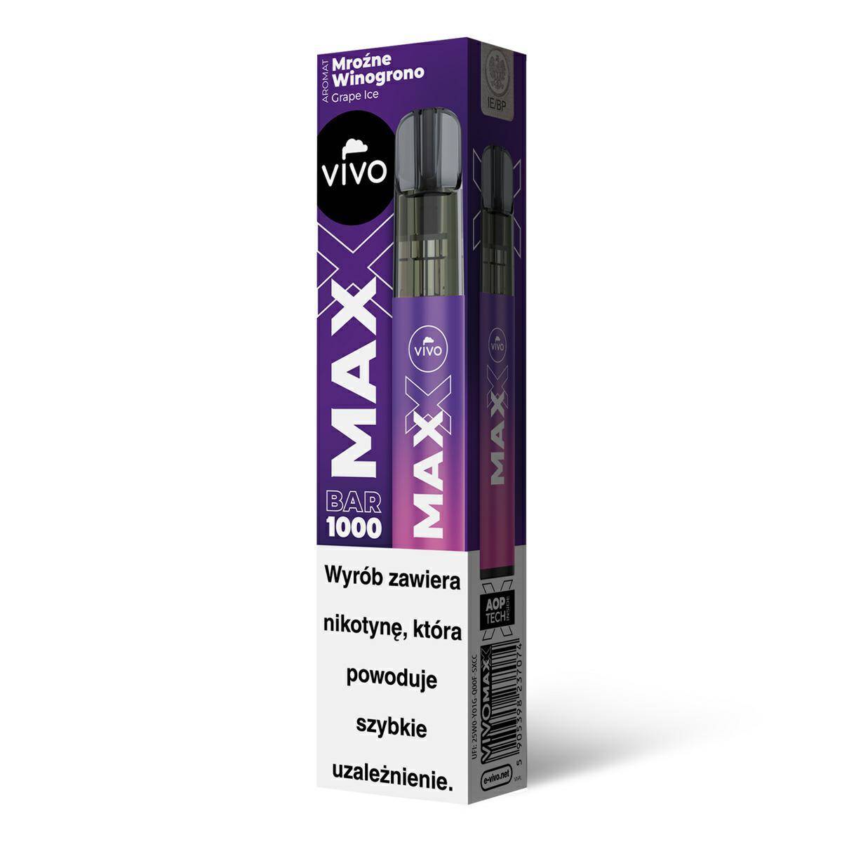 E-papieros VIVO MAXX - Grape Ice 20mg (Zdjęcie 2)