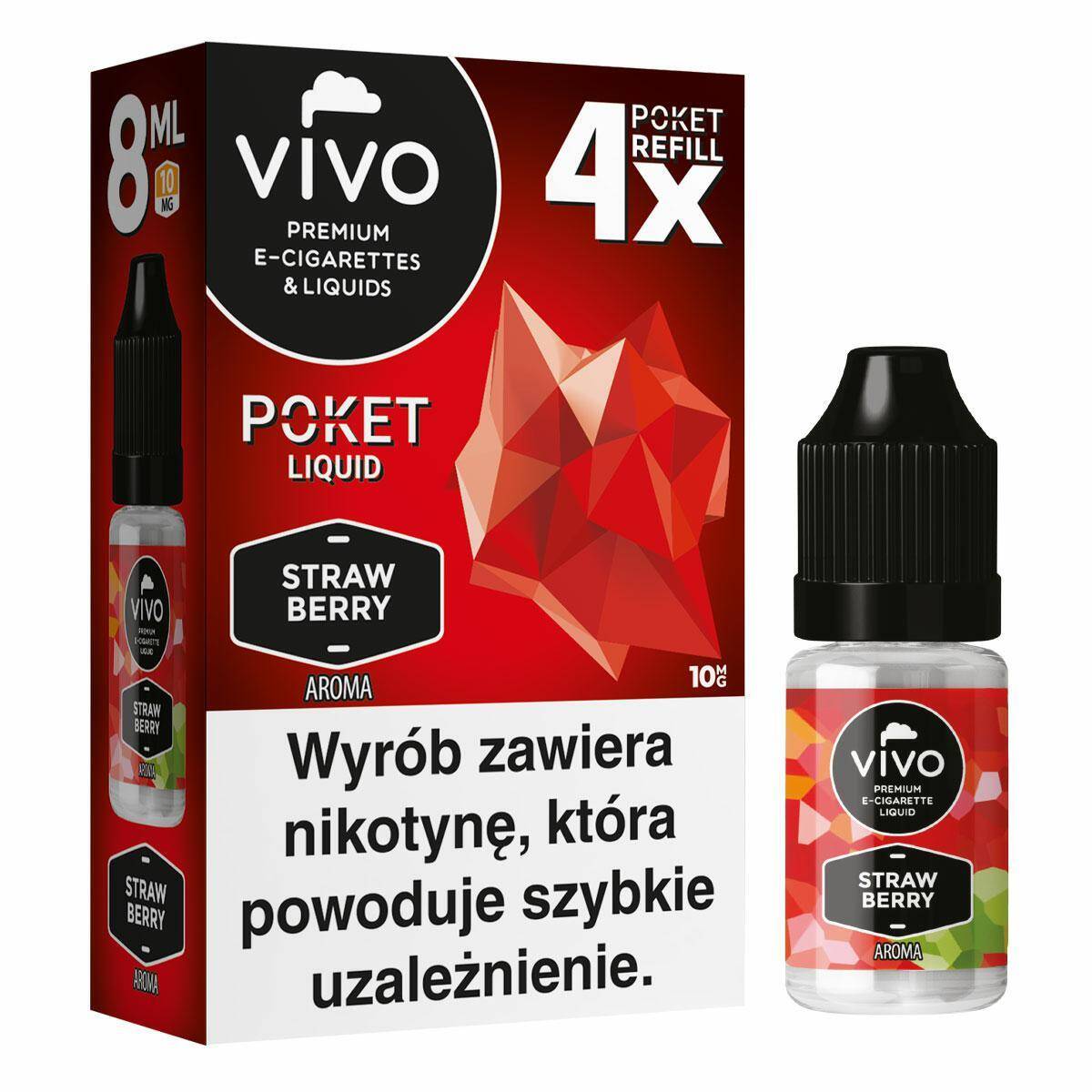 E-liquids VIVO POKET- Strawberry x4/10mg/8ml