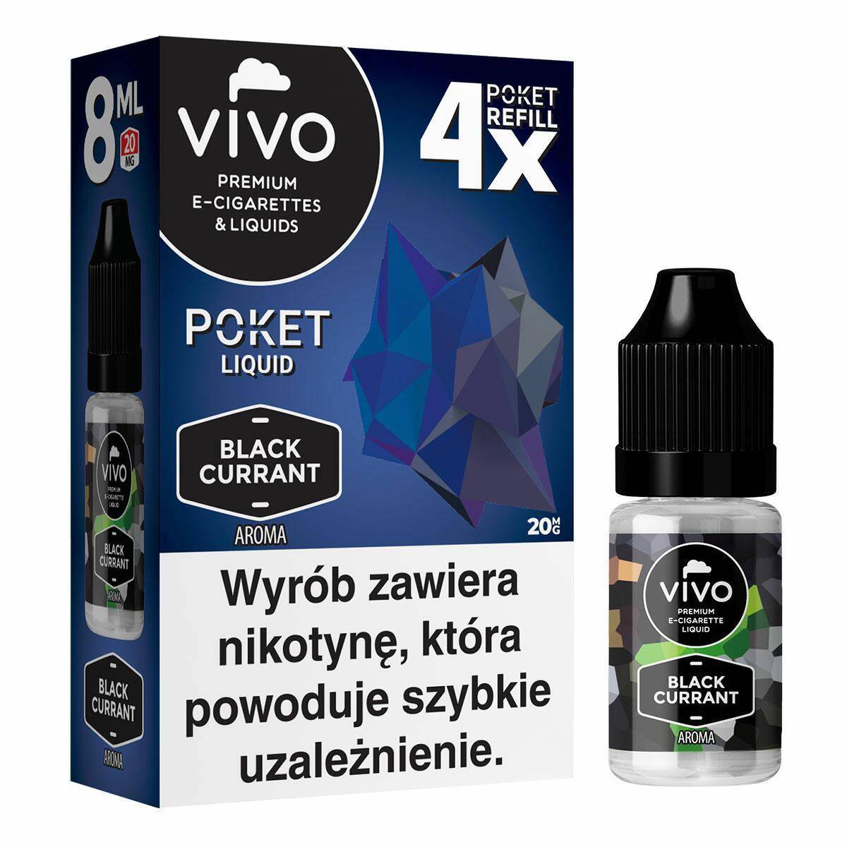 B25-E-liquid VIVO POKET - Black Currant x4 20mg (8ml)
