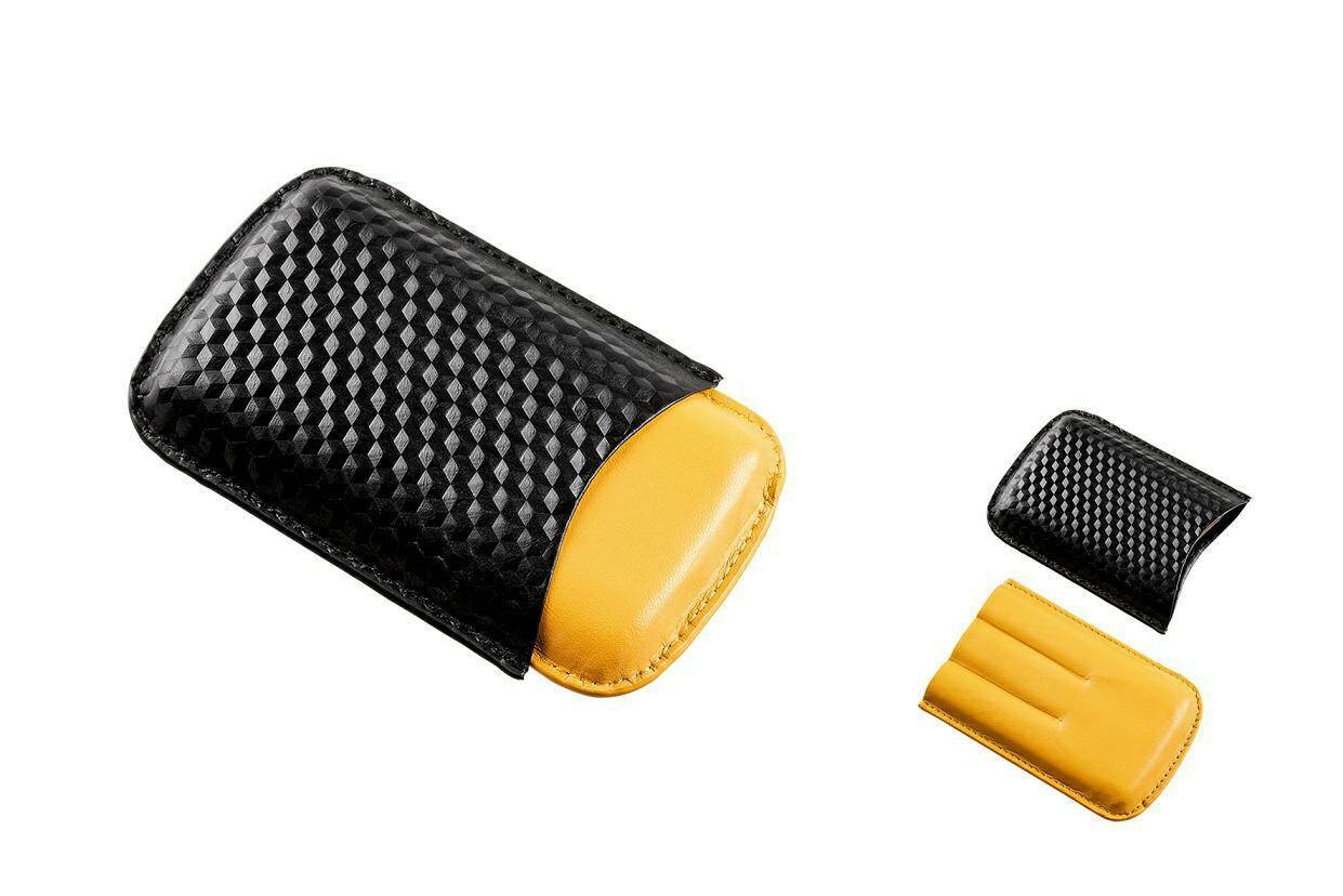 SEL-Cases for 3 cigars - Black/yellow